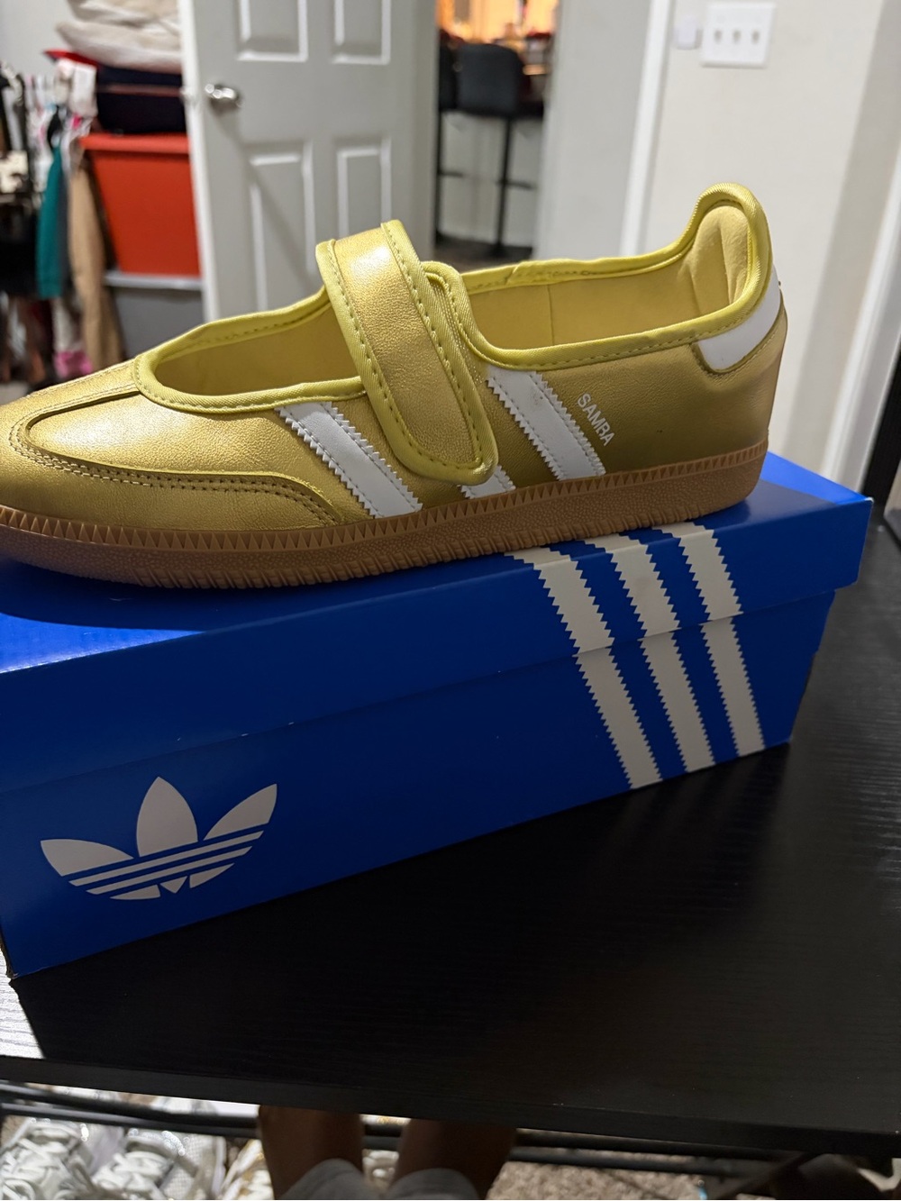 adidas Kids Metallic Yellow Samba Strap Sneaker